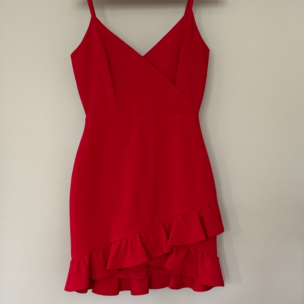 Lulu's Vibrant Red Asymmetrical Dress